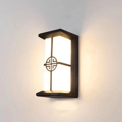 مصباح حائط LED من الأكريليك والألمنيوم المقاوم للماء بشكل مستطيل تقليدي صيني للفناء الخارجي 