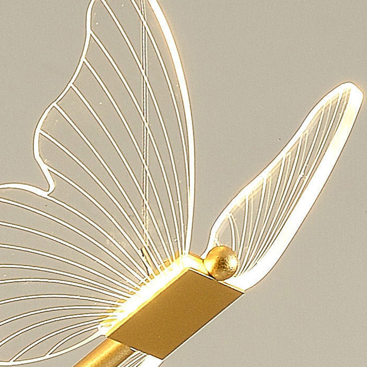Lustre à LED en acrylique avec motif de papillon créatif contemporain pour chambre 