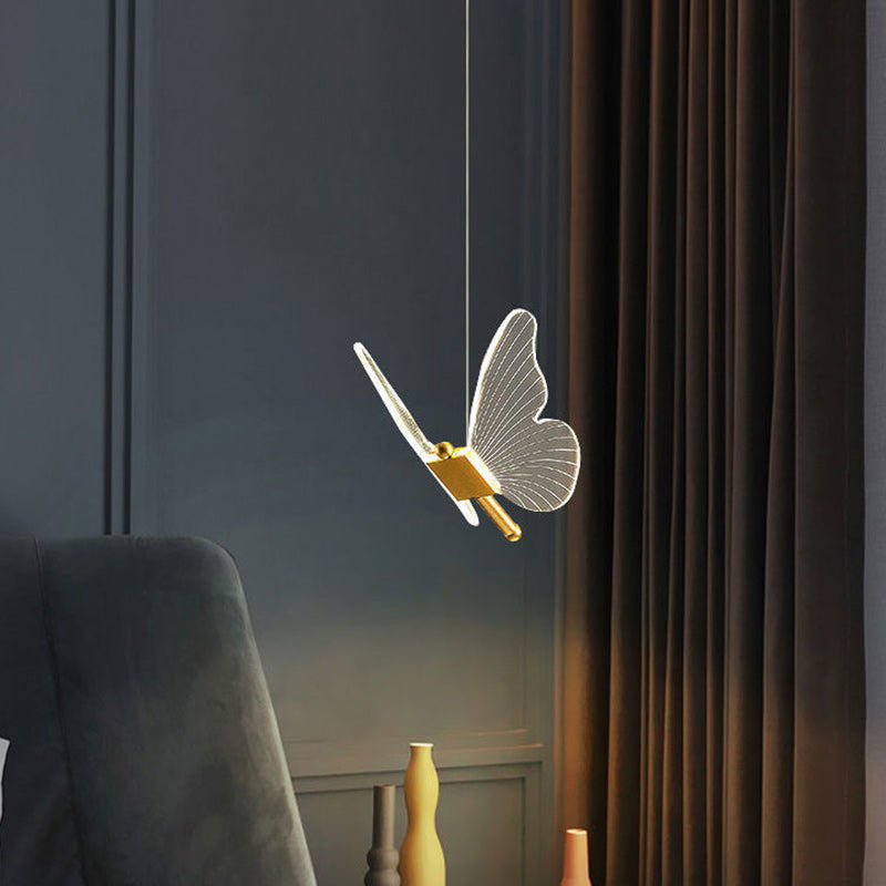 Lustre à LED en acrylique avec motif de papillon créatif contemporain pour chambre 