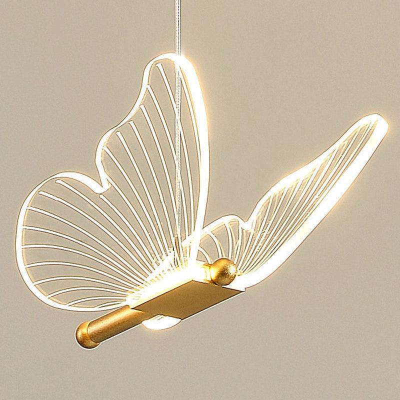 Lustre à LED en acrylique avec motif de papillon créatif contemporain pour chambre 