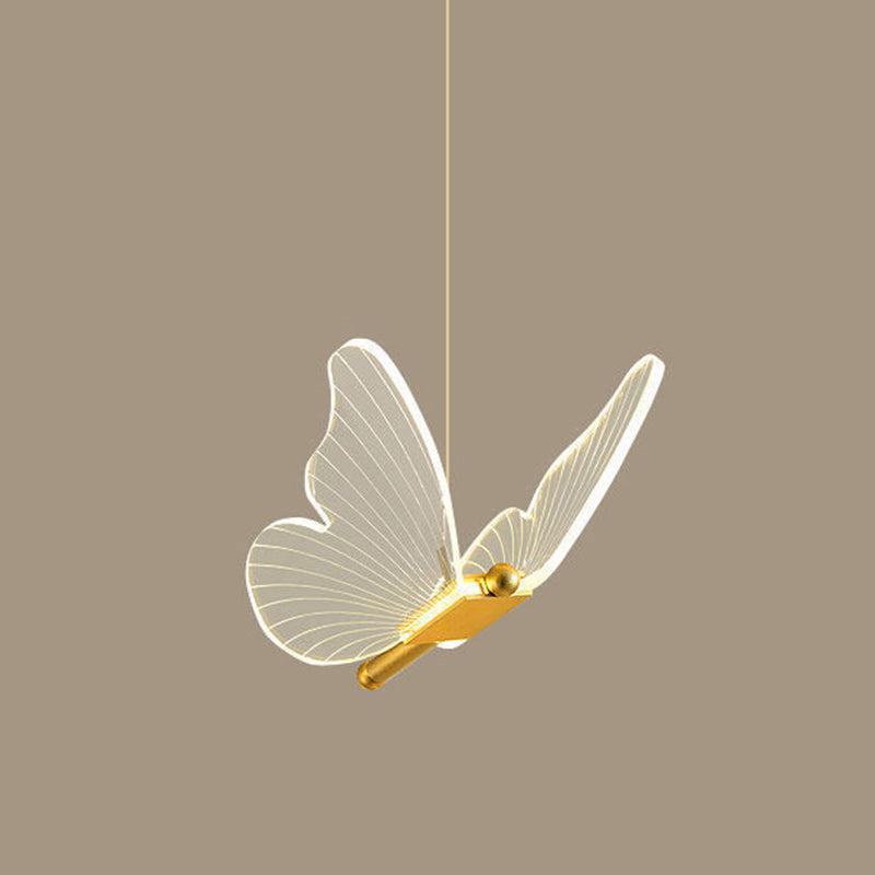 Lustre à LED en acrylique avec motif de papillon créatif contemporain pour chambre 