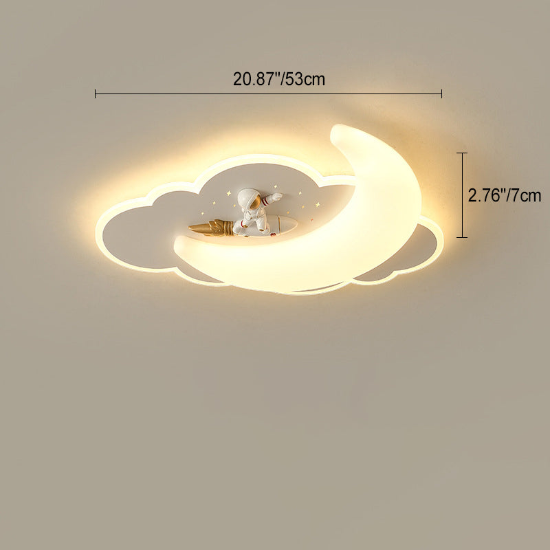 Luz de techo empotrada LED de hierro para dormitorio con moldeado rotacional de avión de astronauta creativo contemporáneo 