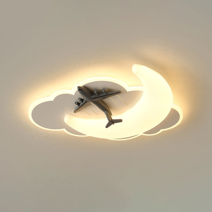 Luz de techo empotrada LED de hierro para dormitorio con moldeado rotacional de avión de astronauta creativo contemporáneo 