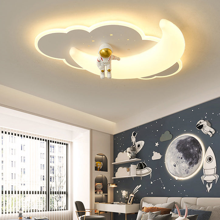 Luz de techo empotrada LED de hierro para dormitorio con moldeado rotacional de avión de astronauta creativo contemporáneo 