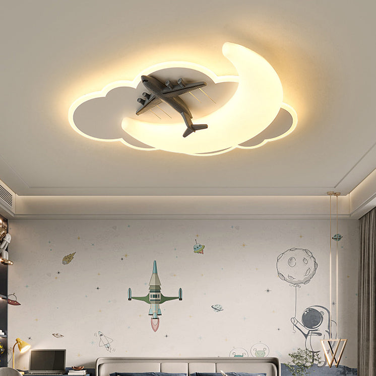 Luz de techo empotrada LED de hierro para dormitorio con moldeado rotacional de avión de astronauta creativo contemporáneo 