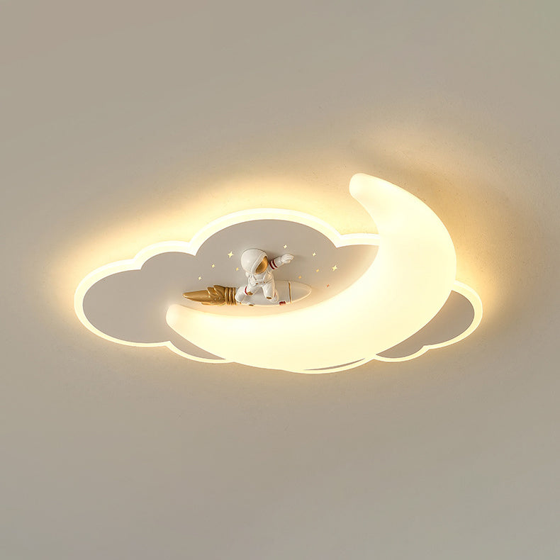 Luz de techo empotrada LED de hierro para dormitorio con moldeado rotacional de avión de astronauta creativo contemporáneo 