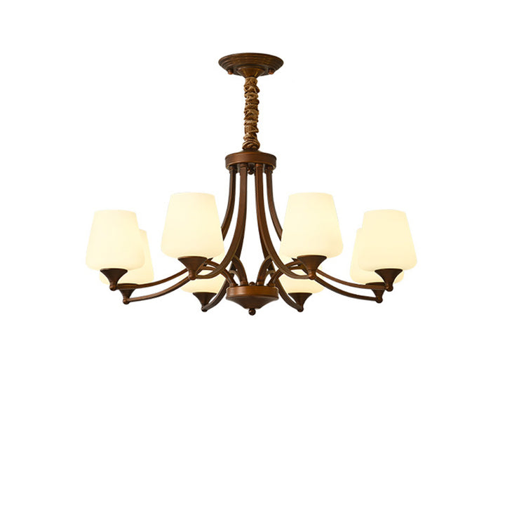 Traditional Vintage Round Glass Iron 3/6/8/10 - Light Chandelier For Bedroom