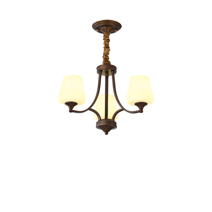 Traditional Vintage Round Glass Iron 3/6/8/10 - Light Chandelier For Bedroom