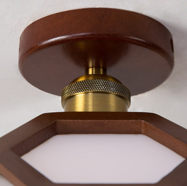 Luz de techo semiempotrada de 1 luz de hardware de madera maciza nórdica contemporánea Lotus para pasillos 