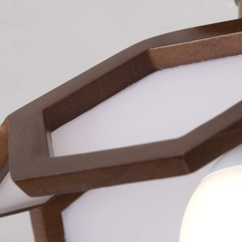 Luz de techo semiempotrada de 1 luz de hardware de madera maciza nórdica contemporánea Lotus para pasillos 