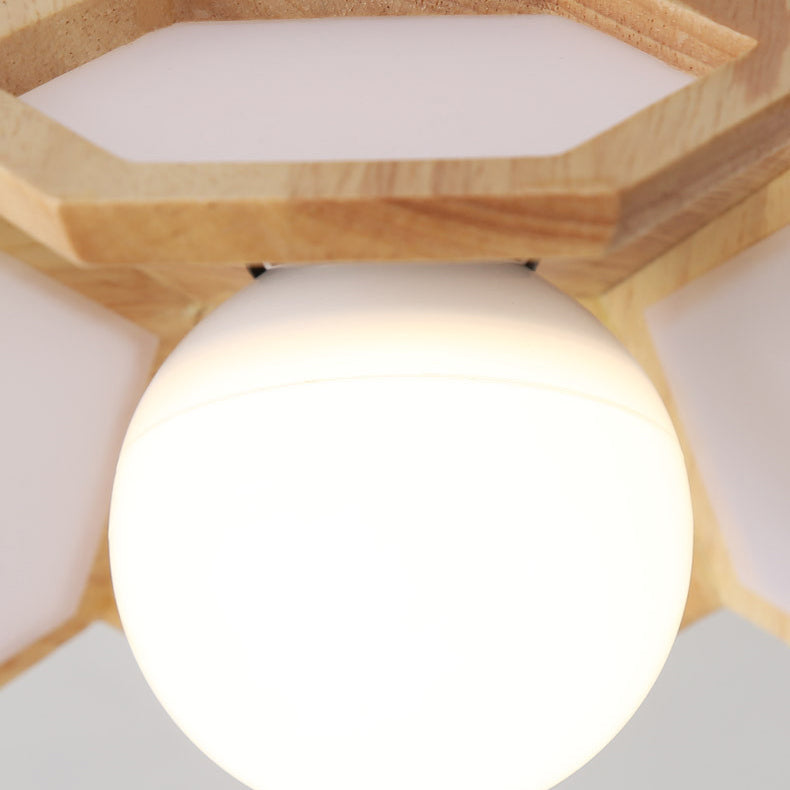 Luz de techo semiempotrada de 1 luz de hardware de madera maciza nórdica contemporánea Lotus para pasillos 