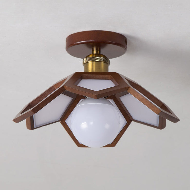 Luz de techo semiempotrada de 1 luz de hardware de madera maciza nórdica contemporánea Lotus para pasillos 
