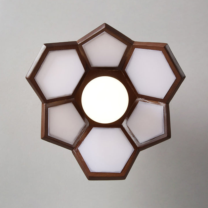 Luz de techo semiempotrada de 1 luz de hardware de madera maciza nórdica contemporánea Lotus para pasillos 