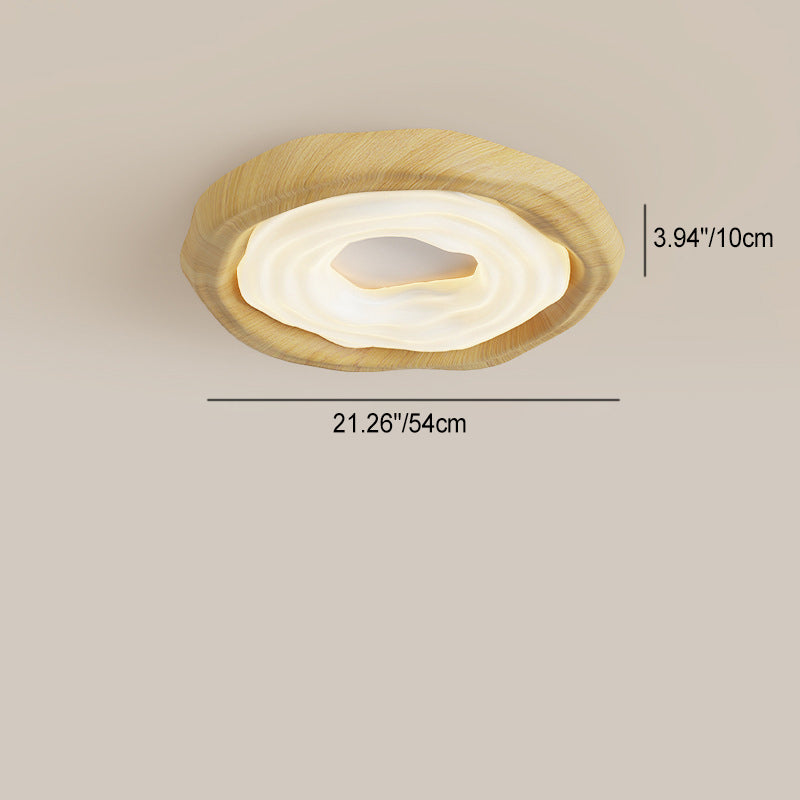 Zeitgenössische nordische Donut PE Holz Eisen LED Deckenleuchte für das Schlafzimmer 