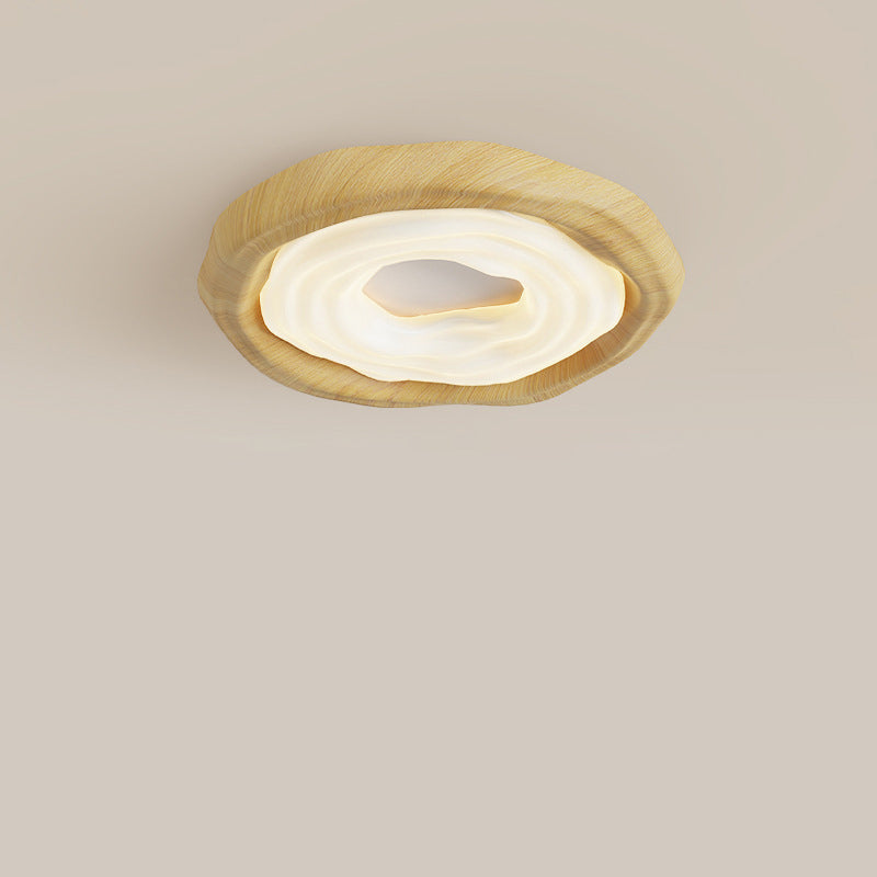 Zeitgenössische nordische Donut PE Holz Eisen LED Deckenleuchte für das Schlafzimmer 