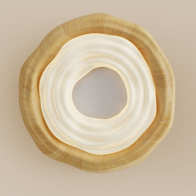 Zeitgenössische nordische Donut PE Holz Eisen LED Deckenleuchte für das Schlafzimmer 