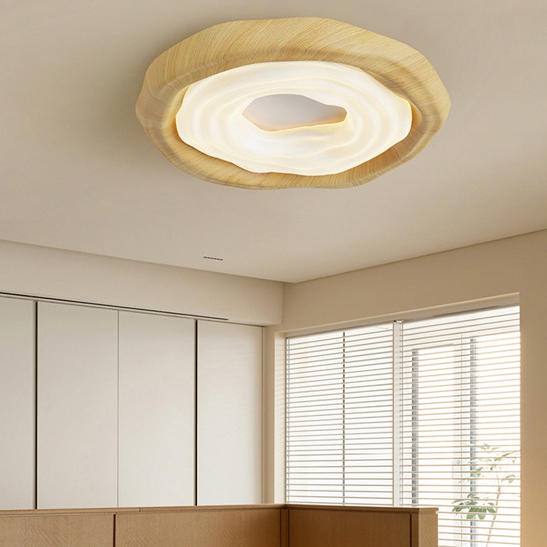 Zeitgenössische nordische Donut PE Holz Eisen LED Deckenleuchte für das Schlafzimmer 