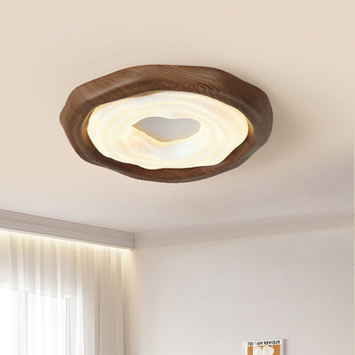 Zeitgenössische nordische Donut PE Holz Eisen LED Deckenleuchte für das Schlafzimmer 