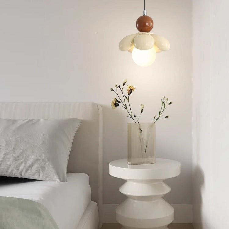 Contemporary Scandinavian Petal Glass Resin 1 - Light Pendant Light For Bedroom