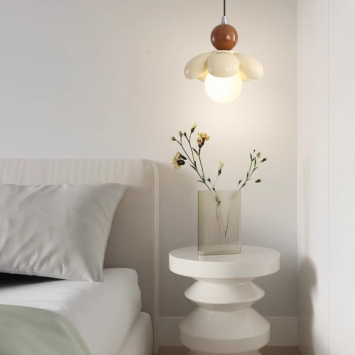 Contemporary Scandinavian Petal Glass Resin 1 - Light Pendant Light For Bedroom