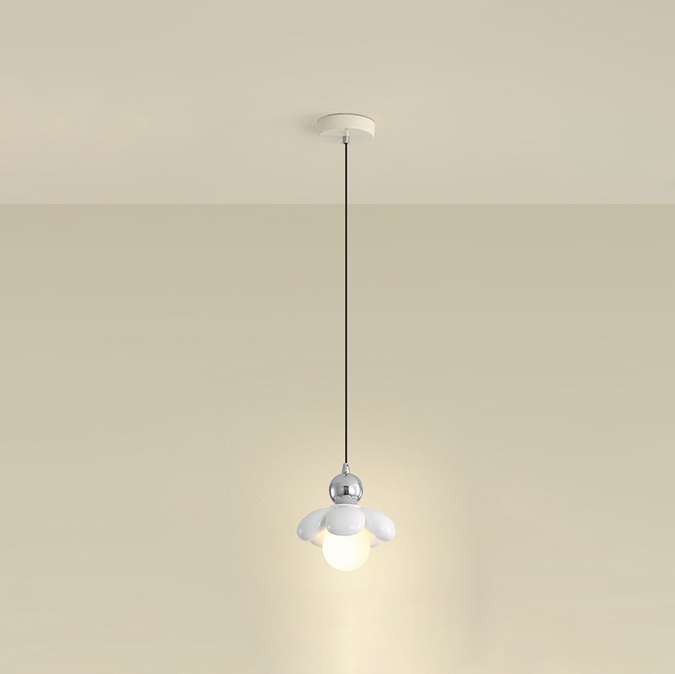 Contemporary Scandinavian Petal Glass Resin 1 - Light Pendant Light For Bedroom