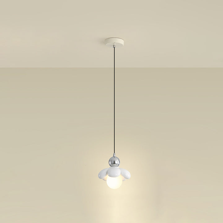 Contemporary Scandinavian Petal Glass Resin 1 - Light Pendant Light For Bedroom