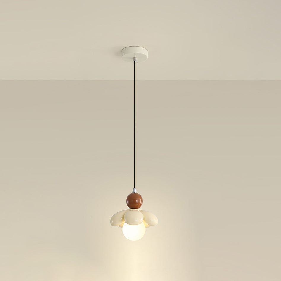 Contemporary Scandinavian Petal Glass Resin 1 - Light Pendant Light For Bedroom