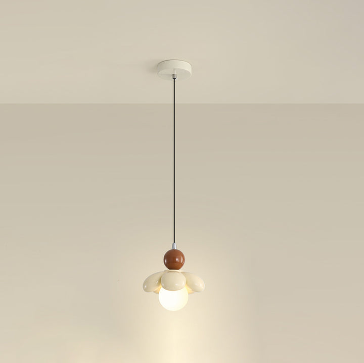 Contemporary Scandinavian Petal Glass Resin 1 - Light Pendant Light For Bedroom