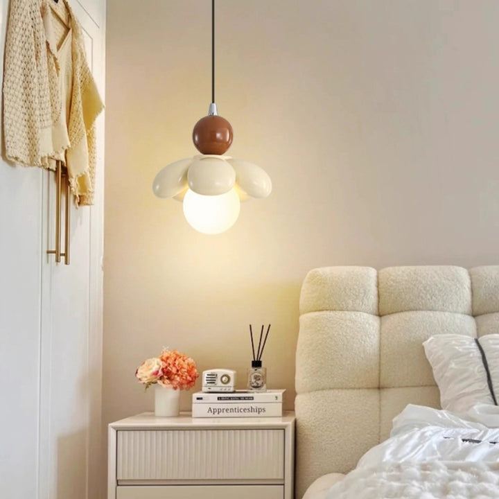 Contemporary Scandinavian Petal Glass Resin 1 - Light Pendant Light For Bedroom
