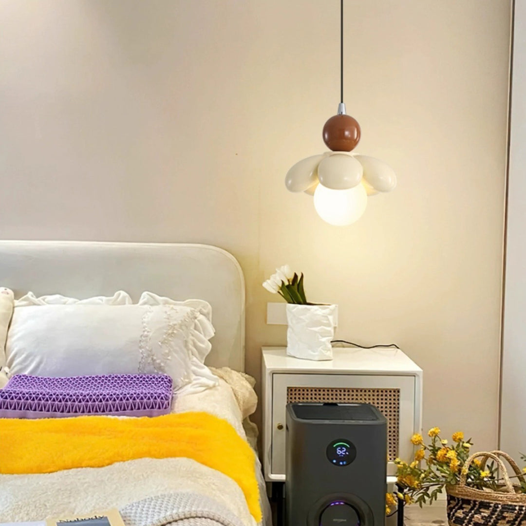 Contemporary Scandinavian Petal Glass Resin 1 - Light Pendant Light For Bedroom