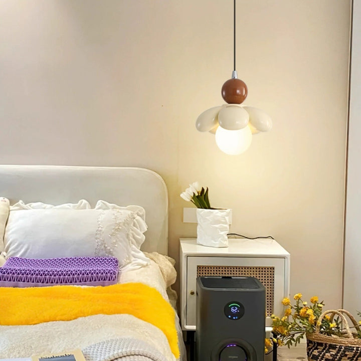 Contemporary Scandinavian Petal Glass Resin 1 - Light Pendant Light For Bedroom