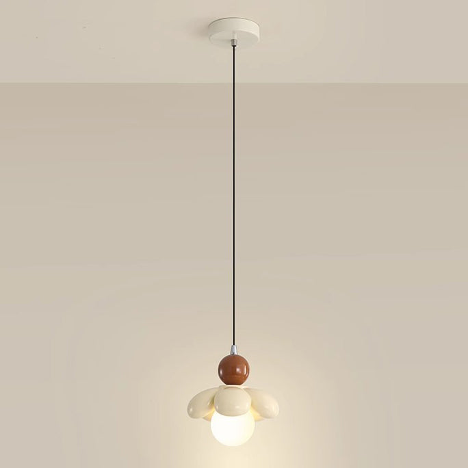 Contemporary Scandinavian Petal Glass Resin 1 - Light Pendant Light For Bedroom