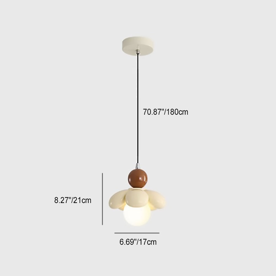 Contemporary Scandinavian Petal Glass Resin 1 - Light Pendant Light For Bedroom