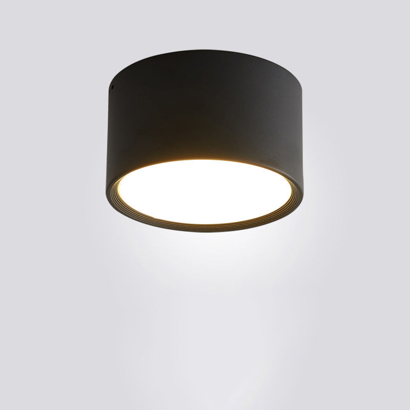 Modern Minimalist Cylinder Aluminum Acrylic LED Flush Mount Ceiling Light For Hallways