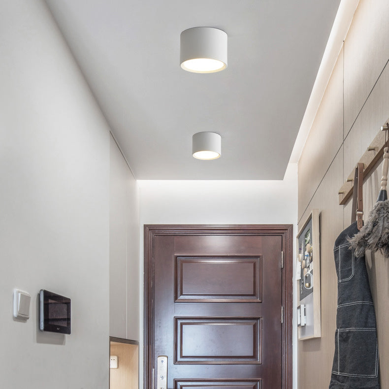 Modern Minimalist Cylinder Aluminum Acrylic LED Flush Mount Ceiling Light For Hallways