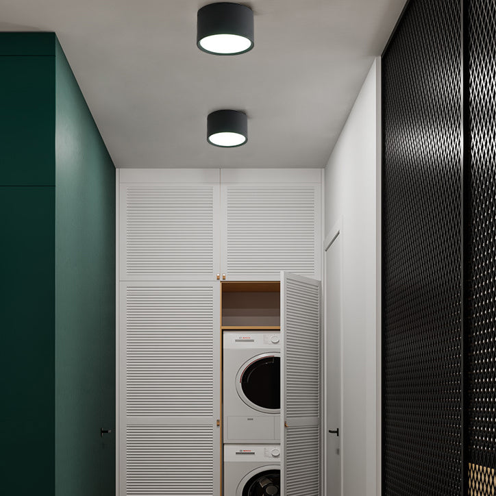 Modern Minimalist Cylinder Aluminum Acrylic LED Flush Mount Ceiling Light For Hallways