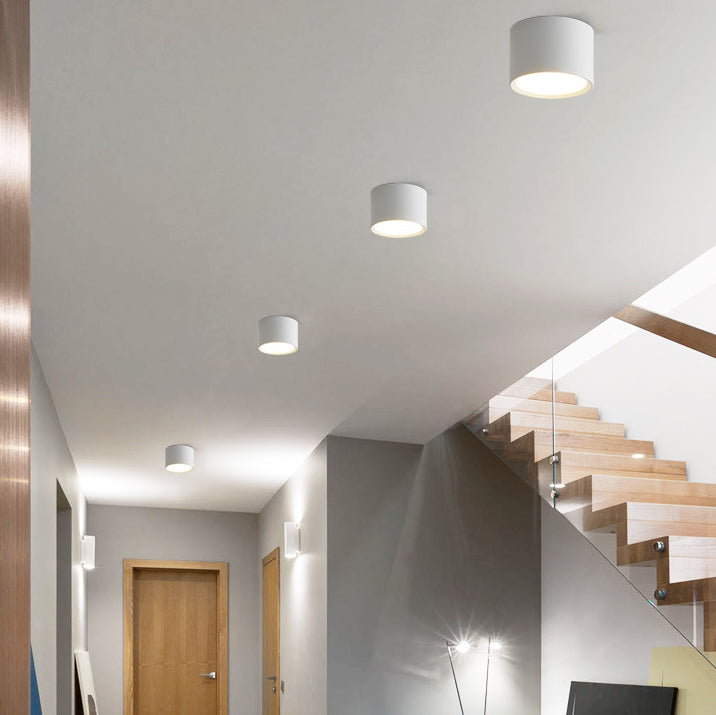 Modern Minimalist Cylinder Aluminum Acrylic LED Flush Mount Ceiling Light For Hallways