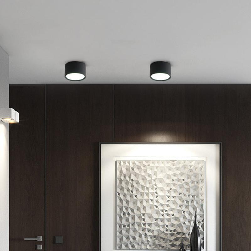 Modern Minimalist Cylinder Aluminum Acrylic LED Flush Mount Ceiling Light For Hallways