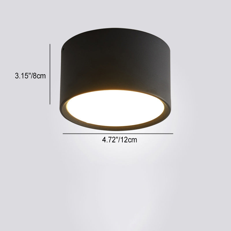 Modern Minimalist Cylinder Aluminum Acrylic LED Flush Mount Ceiling Light For Hallways