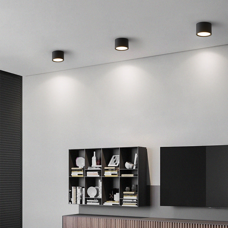 Modern Minimalist Cylinder Aluminum Acrylic LED Flush Mount Ceiling Light For Hallways