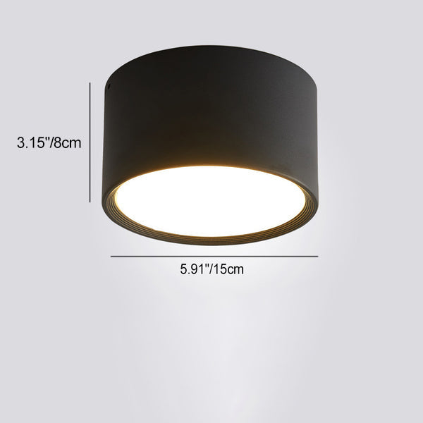 Modern Minimalist Cylinder Aluminum Acrylic LED Flush Mount Ceiling Light For Hallways