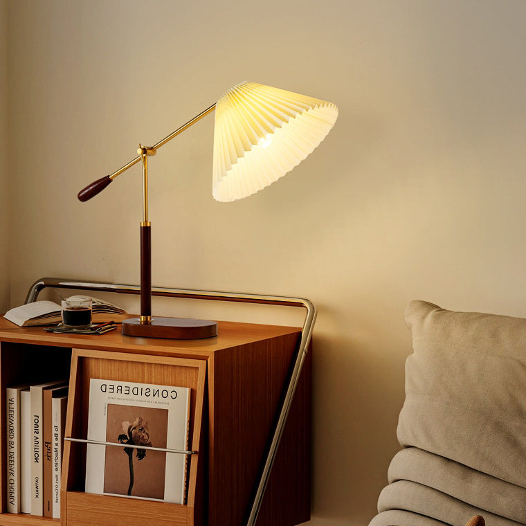 Lampe de table 1 lumière avec abat-jour en tissu en fer vintage traditionnel pour salon 