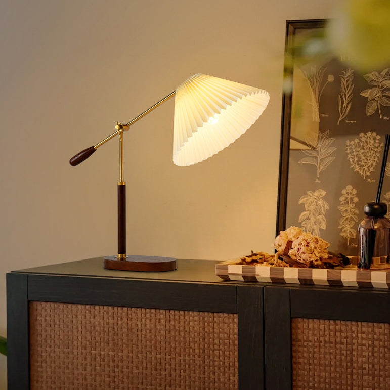 Lampe de table 1 lumière avec abat-jour en tissu en fer vintage traditionnel pour salon 