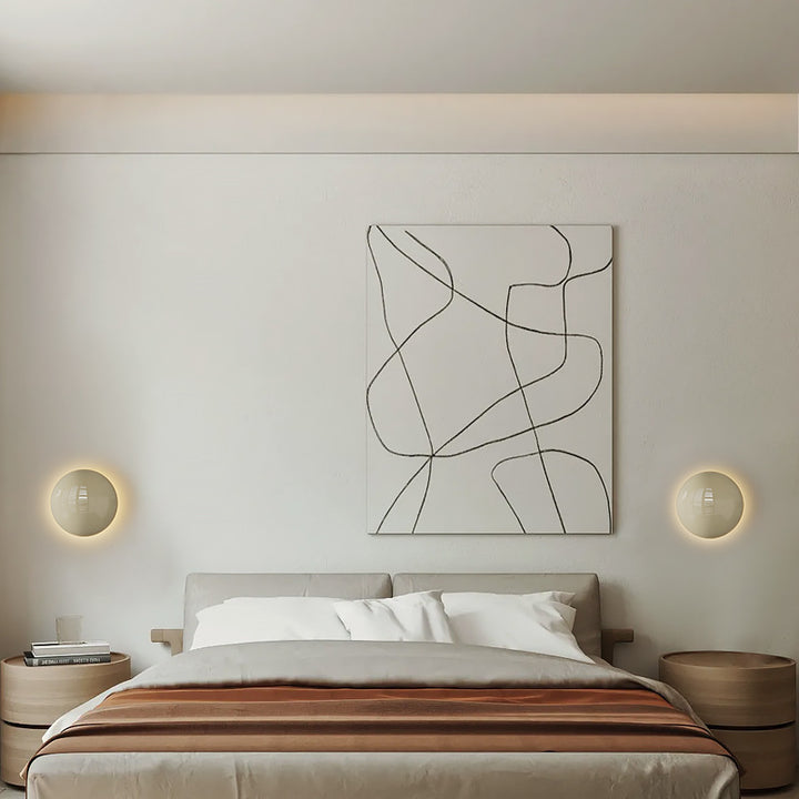 Modern Minimalist Round Bead Full Iron Lampshade LED Wall Sconce Lamp For Bedroom