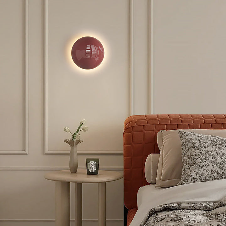 Modern Minimalist Round Bead Full Iron Lampshade LED Wall Sconce Lamp For Bedroom