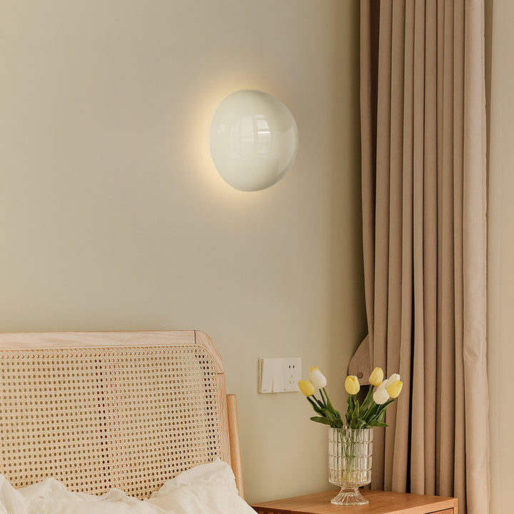 Modern Minimalist Round Bead Full Iron Lampshade LED Wall Sconce Lamp For Bedroom