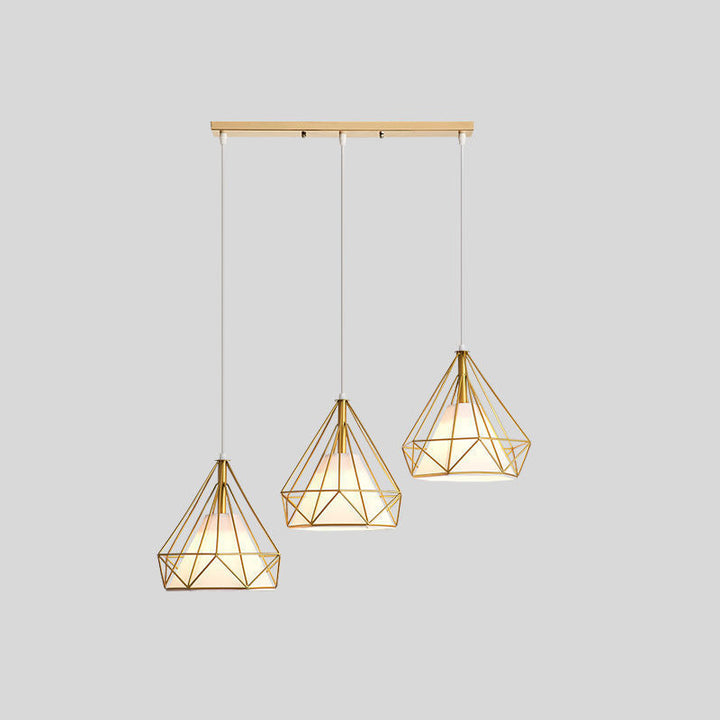 Contemporary Nordic Diamond Iron Fabric 3 - Light Pendant Light For Dining Room