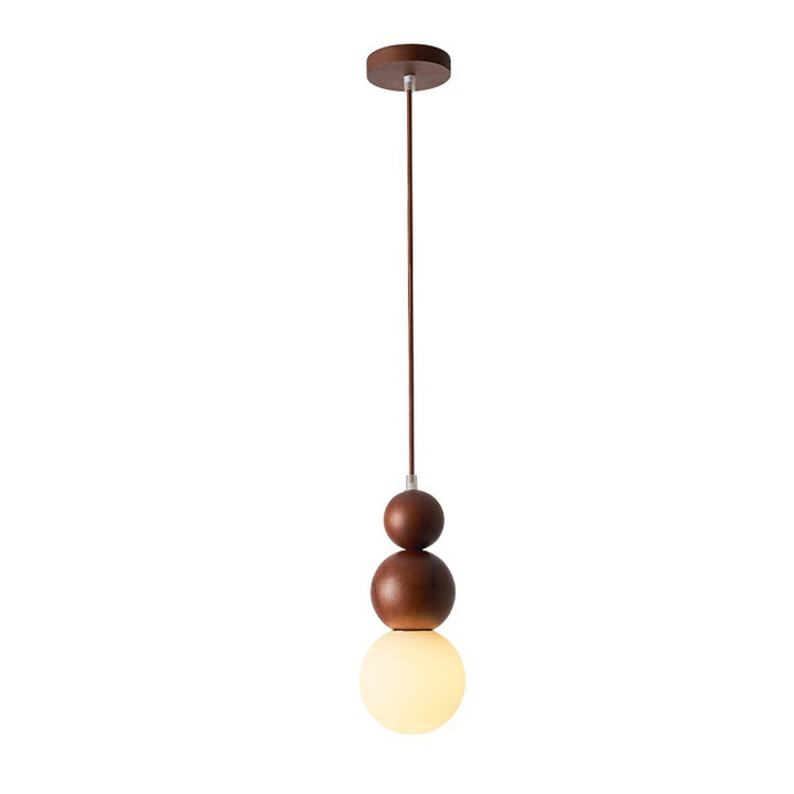 Contemporary Retro Beads Solid Wood Glass 1 - Light Pendant Light For Living Room