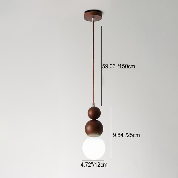 Contemporary Retro Beads Solid Wood Glass 1 - Light Pendant Light For Living Room