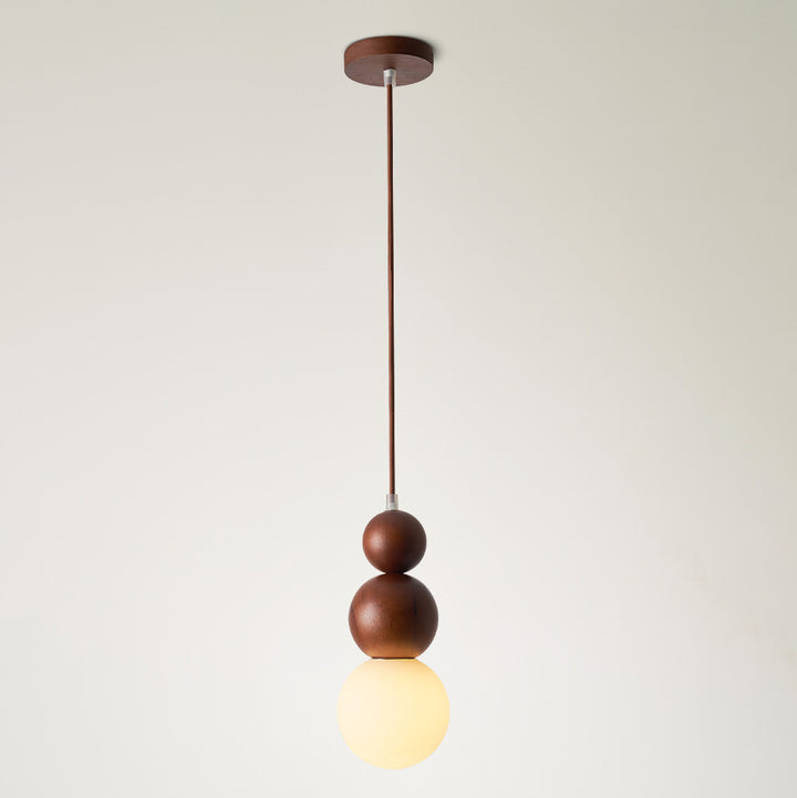 Contemporary Retro Beads Solid Wood Glass 1 - Light Pendant Light For Living Room